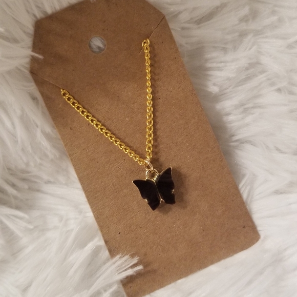 Black Butterfly Necklace 18 Inches - Picture 4 of 16